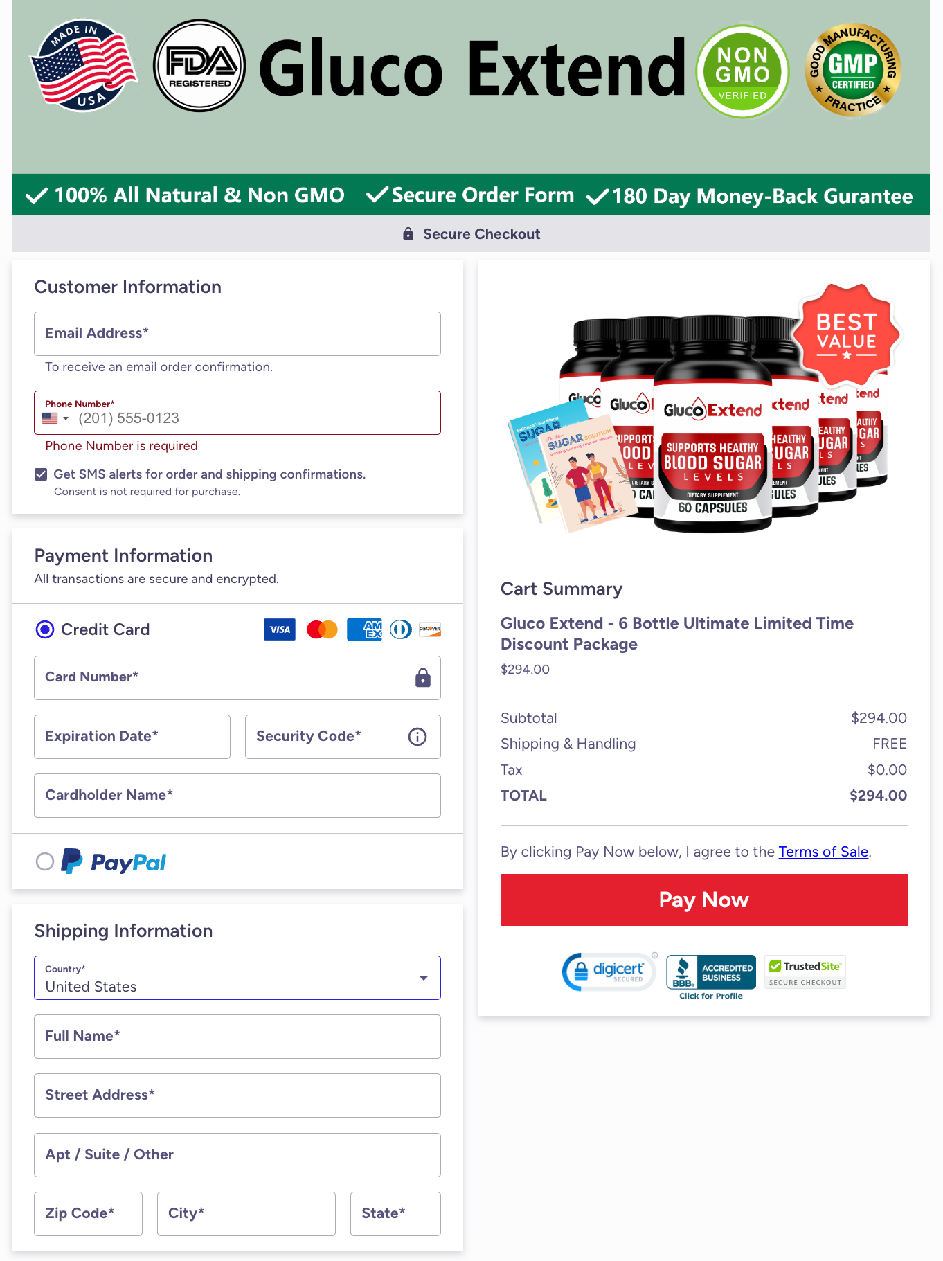 Gluco Extend Official Website Secure Order Page